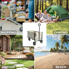 Camping Trolly Cart on Wheels 122L Folding Wagon Portable Beach Cart Collapsible for Outdoor Garden Picnic Shopping Fishing
