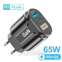 USLION 65W GaN USB C Charger Quick Charge Korea EU US Plug PD USB-C TypeC Fast USB Charger For iPhone 14 Xiaomi Samsung Macbook