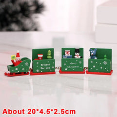 Wooden Train Christmas Ornaments Santa Cake Decoration Merry Christmas Navidad New Year Party Table Decoration Kids Gifts Toys