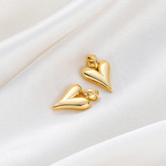 4pcs/lot 14K 18K Gold Plated Heart Charm with Jump Ring Necklace Making Supplies Solid Love Pendant For DIY Jewelry Accessories