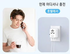 LENCENT Universal Travel Adapter with 3 USB Ports 1Type-C PD Charging All-in-one Travel Adapter EU/UK/USA/AUS Plug for Travel