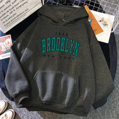 1898 Brooklyn New York Printed Women Hoodies Fashion Fleece Hoody Creativity Pullover Clothing Street Loose Sweatshirts Women'S