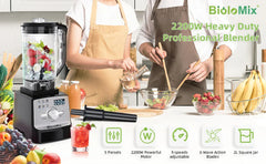 BioloMix Professional Blender Smoothie Mixer with 2L BPA Free Pitcher, Smart Timer And Pre-programed Peak 2200W Power Mixer