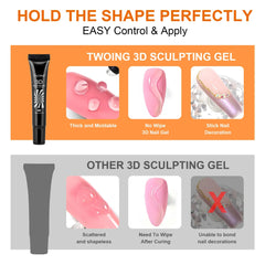 3pcs 3D Nail Art Gel - DIY Designs,Waterproof Sculpting gel,Waterproof Nail Art Design Gel for Intricate Carvings & Shapes 10ml