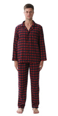 Mens Flannel Pajama Sets Cotton Plaid Pajamas for Men Pjs Set Soft Lounge Sleepwear Pj Pants with Pockets Flannel Shirts