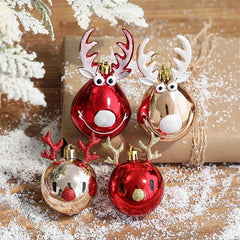 2pcs Elk Christmas Balls Ornaments Xmas Tree Hanging Bauble Pendant Christmas Decorations for Home New Year Party Navidad 2024
