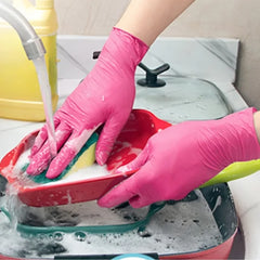 50/100PCS Disposable Pink Nitrile Gloves for Hairdressing Manicure Washing Cars Waterproof Dishwashing Kitchen Tools Latex Free