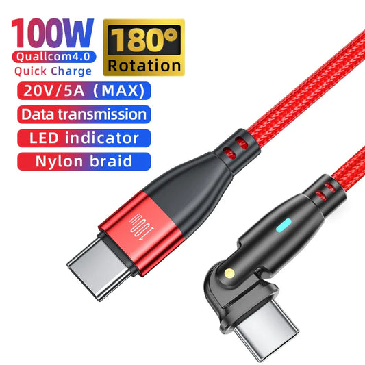 AUFU USB C To Type C Cable PD100W 60W C Type Fast Charging Cable For Samsung Huawei Xiaomi Macbook Laptop Charger Cord Wire 3M