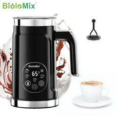 BioloMix Upgraded 5-in-1 LED Touch Screen Milk Frother for Lattes & Coffee, Hot And Cold Foam Maker