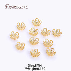 8/10MM 18K Gold Plated Brass Metal Hollow Beads Caps Flower Caps For Beads For DIY Beading Jewelry Making Supplies Wholesale