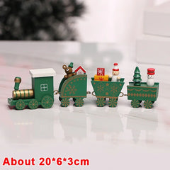 Wooden Train Christmas Ornaments Santa Cake Decoration Merry Christmas Navidad New Year Party Table Decoration Kids Gifts Toys