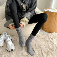 2024 New Winter Cashmere Wool Women Socks Casual japanese fashion Solid Color Thicker Long Sock Girls Thermal Warm Crew Sock
