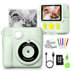 Kids Digital Camera 2.4" 1080P HD Video Camera Portable Instant Print Camera with 32GB Card, Birthday Gift for Boys Girls 3-12