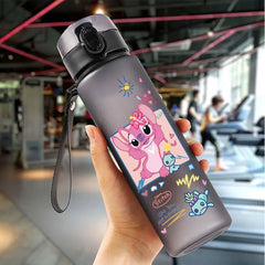 Lilo & Stitch 560ML Water Cup Children Portable Plastic Cartoon Figures Kawai Stitch Outdoor Large Capacity Sports Water Bottle