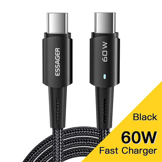 Essager 240W Super Fast Charge Type-C 67W Cable Quick Charge USB Cable 6A For Xiaomi 12Pro Redmi K50 Note 11Pro Black Shark 5Pro