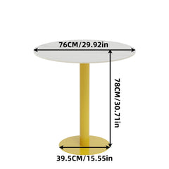 Round Cocktail Table with Metal Base, Cocktail Table, Sintered Stone Top, Kitchen and Dining Counter, 31 in Diameter