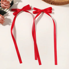 2pcs 2024 New Cute Ribbon Bow Headband Long Tassel Hair Clip Women's Hair Accessories Girls Party Headwear Side Clips Wholesale