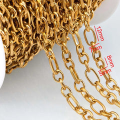 1M NO FADE Stainless Steel Square Link Chain for DIY Necklace Bracelet 6.5mm Rolo Cable Link Chains Jewelry Making Supplies Bulk