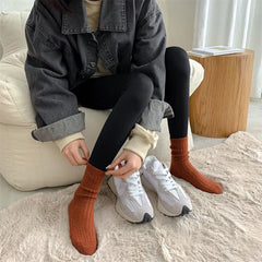 2024 New Winter Cashmere Wool Women Socks Casual japanese fashion Solid Color Thicker Long Sock Girls Thermal Warm Crew Sock