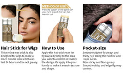 LOCKMIO Wax Stick Natural Coconut Oil Moisturizes Soften Smoothing Styling Flyaway Hair Edge Control Strong Hold Long Lasting