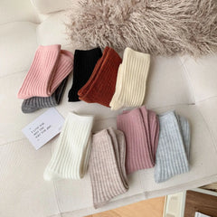 2024 New Winter Cashmere Wool Women Socks Casual japanese fashion Solid Color Thicker Long Sock Girls Thermal Warm Crew Sock