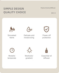 Aroma Diffuser Simulation Colorful Flame Air Humidifier Can add Essential Oil Timing Setting Ultrasonic Cool Mist Maker Fogger