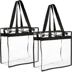 2Pcs Transparent Totes Large Capacity Clear Tote Bags with Zipper Flexible Multipurpose PVC for Swim Storage Shopping Waterproof