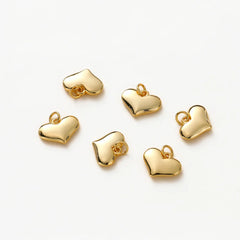 4pcs/lot 14K 18K Gold Plated Heart Charm with Jump Ring Necklace Making Supplies Solid Love Pendant For DIY Jewelry Accessories