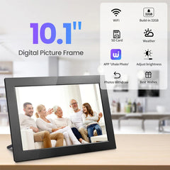 Digital Picture Frame10.1 Inch 32G WiFi Photo Frame 1280x800 HD IPS Touch-screen Auto Rotation Photo Sharing Via APP Decorative