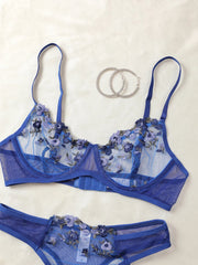2-Pieces Fancy Sexy Lingerie Set Woman Semi-Sheer Women's Underwear Embroidery Beautiful Bra And Panty Sets Erotic Outfits