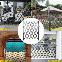 VEVOR Single Folding Security Gate 1.5-2m x 1.22-3.66m Folding Door Gate Steel Accordion Flexible Expanding Security Gate Black