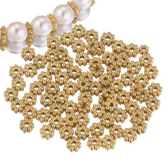 50pcs Stainless Steel Daisy Snowflake Flower Spacer Beads Gold Plated Loose Bead Cap for DIY Needlework Jewelry Making Bracelet