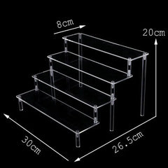 Acrylic Riser Display Stand Perfume Organizer Shelves for Amiibo Funko Figures Toys Cupcake Desserts Collection Cosmetic Jewelry