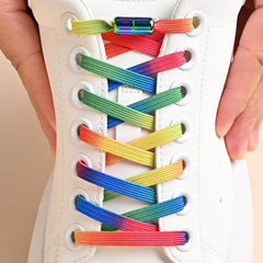 1Pair No Tie Shoe Laces Colorful Buckle Shoelaces Pearl Light Colorful Fashion Without Ties Elastic Laces Sneaker Kids Adult