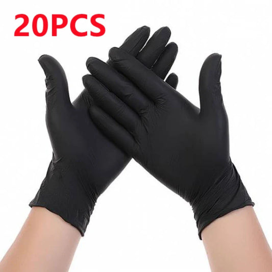 Black Nitrile Disposable Gloves 20/100Count 4Mil Latex Free Textured Cleaning Gloves for Industrial Mechanic Tattoo Automotive