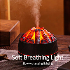 Charcoal Flame Humidifier, Aromatherapy Essential Oil Diffuser, 300ml Mist Ultrasonic Humidifier for Bedroom,Office Night Light