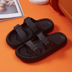 Fashion Buckle Thick Platform Slippers Women Home Soft Sole eva Cloud Slides Sandals Woman 2023 Summer Non Slip Beach Flip Flops