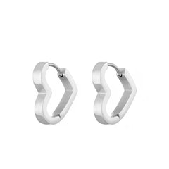 Classic Stainless Steel Hoop Earrings For Women Men Heart Star Oval Rectangle Round Triangle Gold Color Punk Hip Hop Jewelry