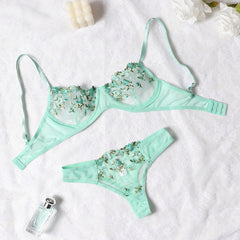 2-Pieces Fancy Sexy Lingerie Set Woman Semi-Sheer Women's Underwear Embroidery Beautiful Bra And Panty Sets Erotic Outfits