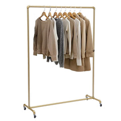 Floor Standing Galvanized Pipe Clothing Rack With Wheels 120*40*160cm Coat Rack For Family Clothes Display