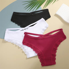 4PCS Women's Cotton Briefs Sexy Female Underpants Elasticity Comfortable Underwear Panties Lingerie S-XL Solid Color Intimate
