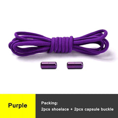 21 Colors No Tie Shoelaces Round Color Metal Lock Elastic Shoelace General For Children And Adults Sneakers Lazy Laces Unisex