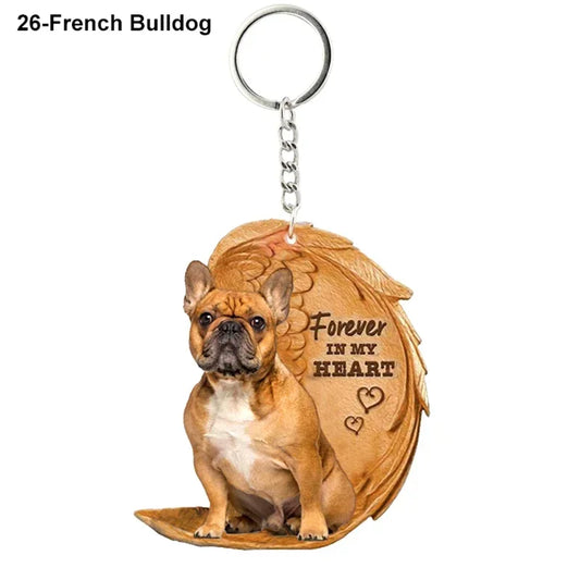 1 Piece 23 Style Dog Forever In My Heart Angel Pendant Bag Key Chains Car Keychain Keyring Pet Jewelry Gift For Women Girls