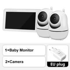 5 Inch Video Baby Monitor With Pan Tilt Camera 2.4G Mother Kids Surveillance PTZ Video Cams Temperture Display Home Security Cam