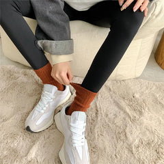 2024 New Winter Cashmere Wool Women Socks Casual japanese fashion Solid Color Thicker Long Sock Girls Thermal Warm Crew Sock