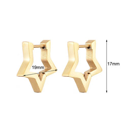 Classic Stainless Steel Hoop Earrings For Women Men Heart Star Oval Rectangle Round Triangle Gold Color Punk Hip Hop Jewelry