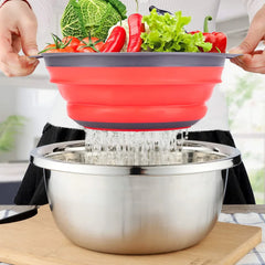 Silicone vegetable and fruit cleaning and drainage basket cleaning basket Folding water filter net Kitchen Gadgets
