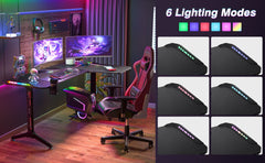 L Shape Corner Desk Game Table with 6 Colors RGB Light Headphone Hook and Cup Holder