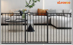 UBRAVOO Baby Gate for Doors and Stairs, Height 100 cm, Safety Pet Gate, Automatic Closure, Triple Locking