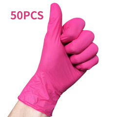 50/100PCS Disposable Pink Nitrile Gloves for Hairdressing Manicure Washing Cars Waterproof Dishwashing Kitchen Tools Latex Free